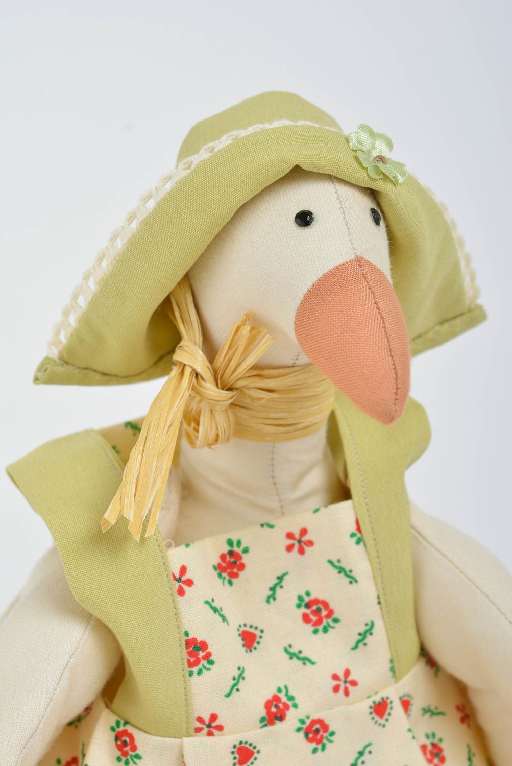 Small handmade fabric soft toy goose for children and home decor photo 2