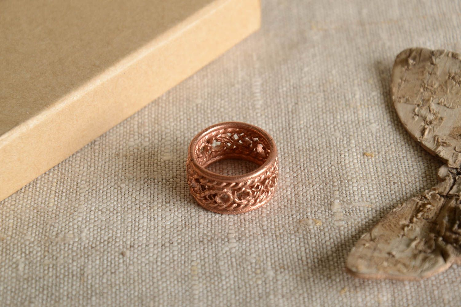 Unusual handmade metal ring copper ring design fashion accessories for girls photo 1