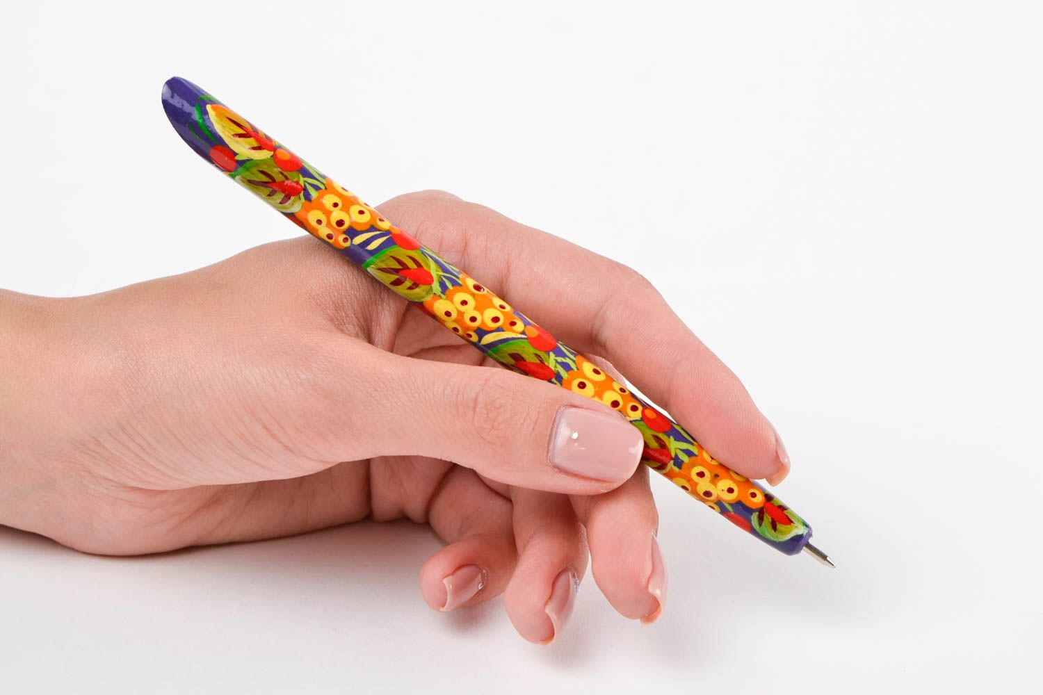 Bolígrafo decorado con pintura hecho a mano souvenirs de madera regalo original foto 2