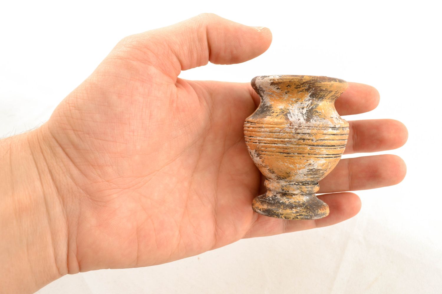 3 inches ceramic Greek amphora shape vase for shelf or desk décor 0,17 lb photo 2