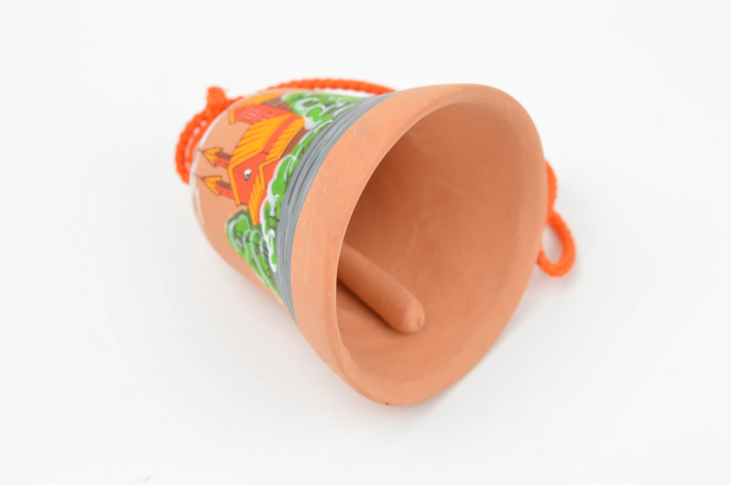 Campanella da appendere fatta a mano in ceramica souvenir in terracotta foto 4