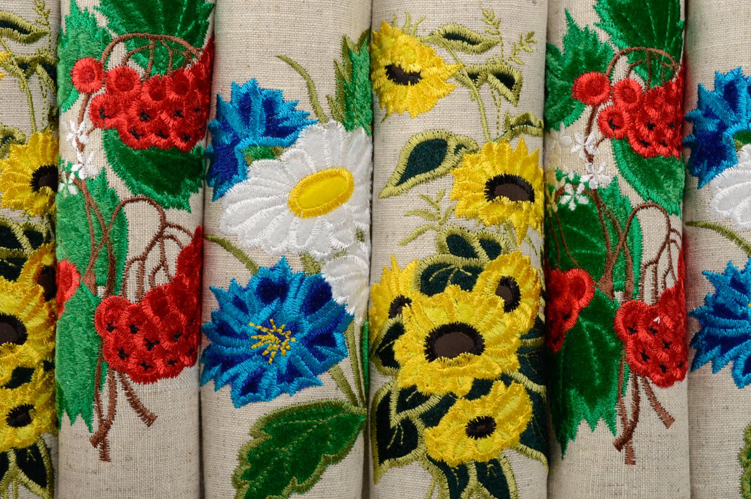 Satin stitch embroidered napkin Guelder-rose  photo 5
