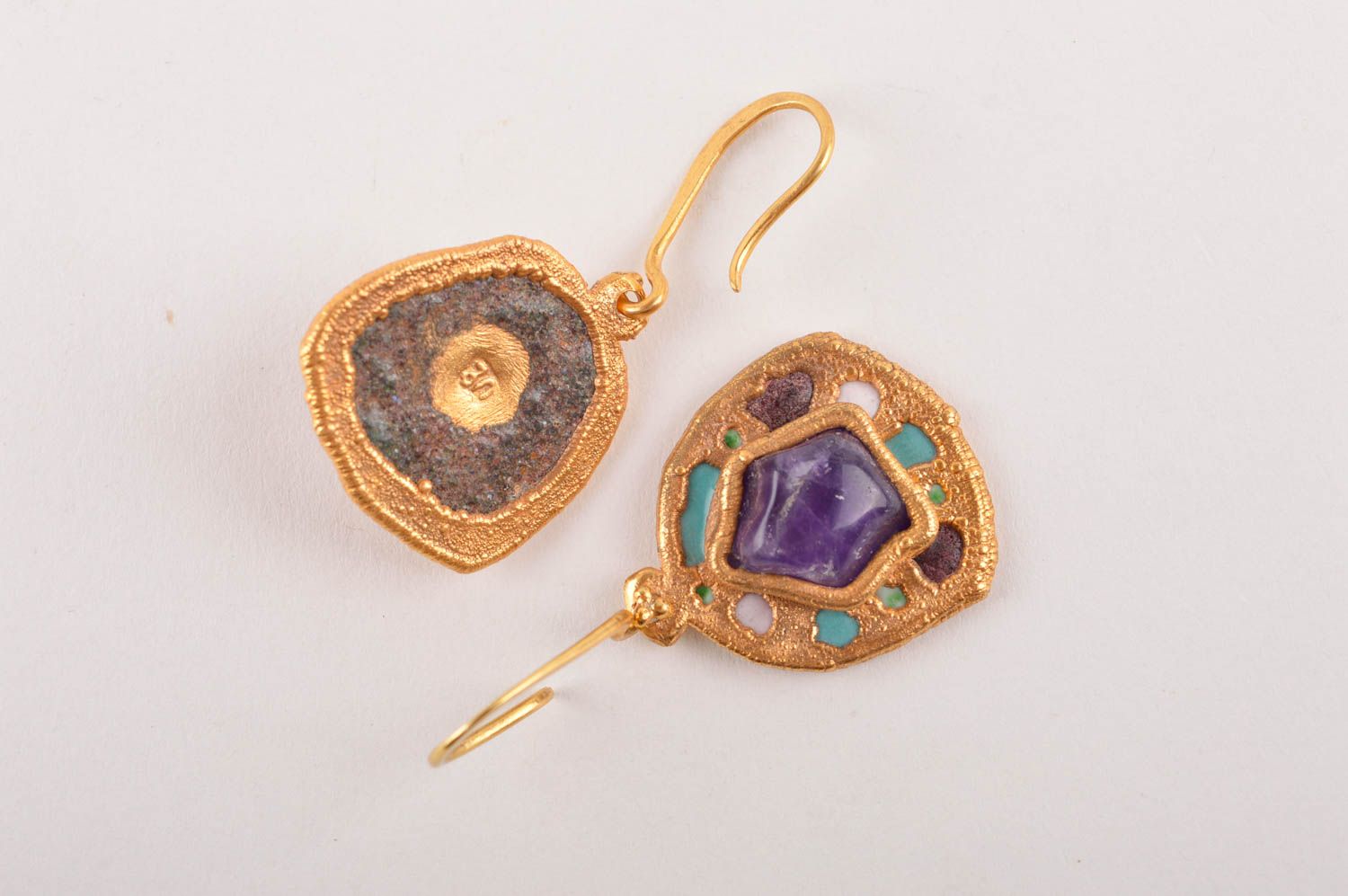 Beautiful handmade gemstone earrings copper earrings metal jewelry designs photo 5