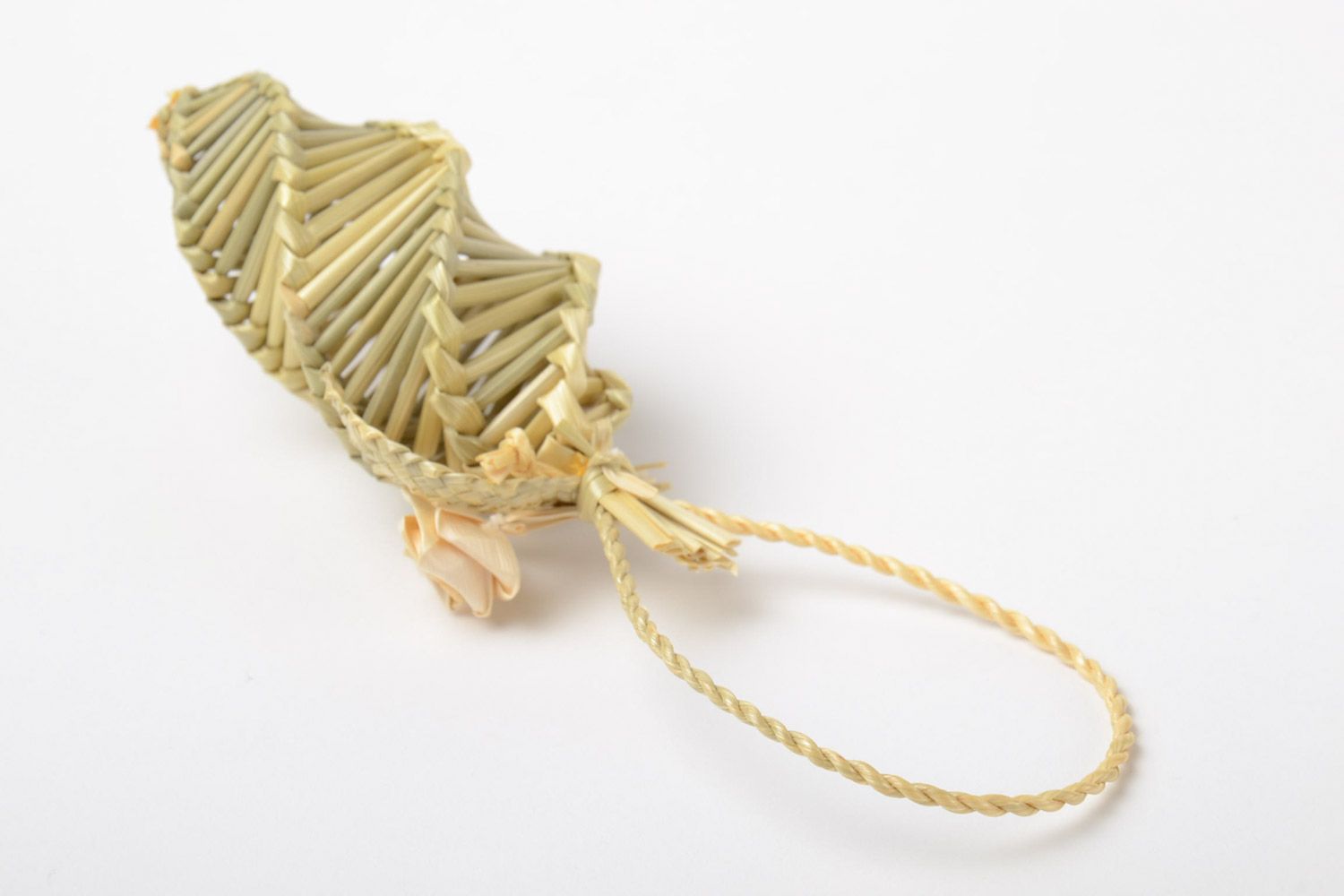 Плетеная елочная игрушка из соломы ручной работы настенная подвеска фото 3
