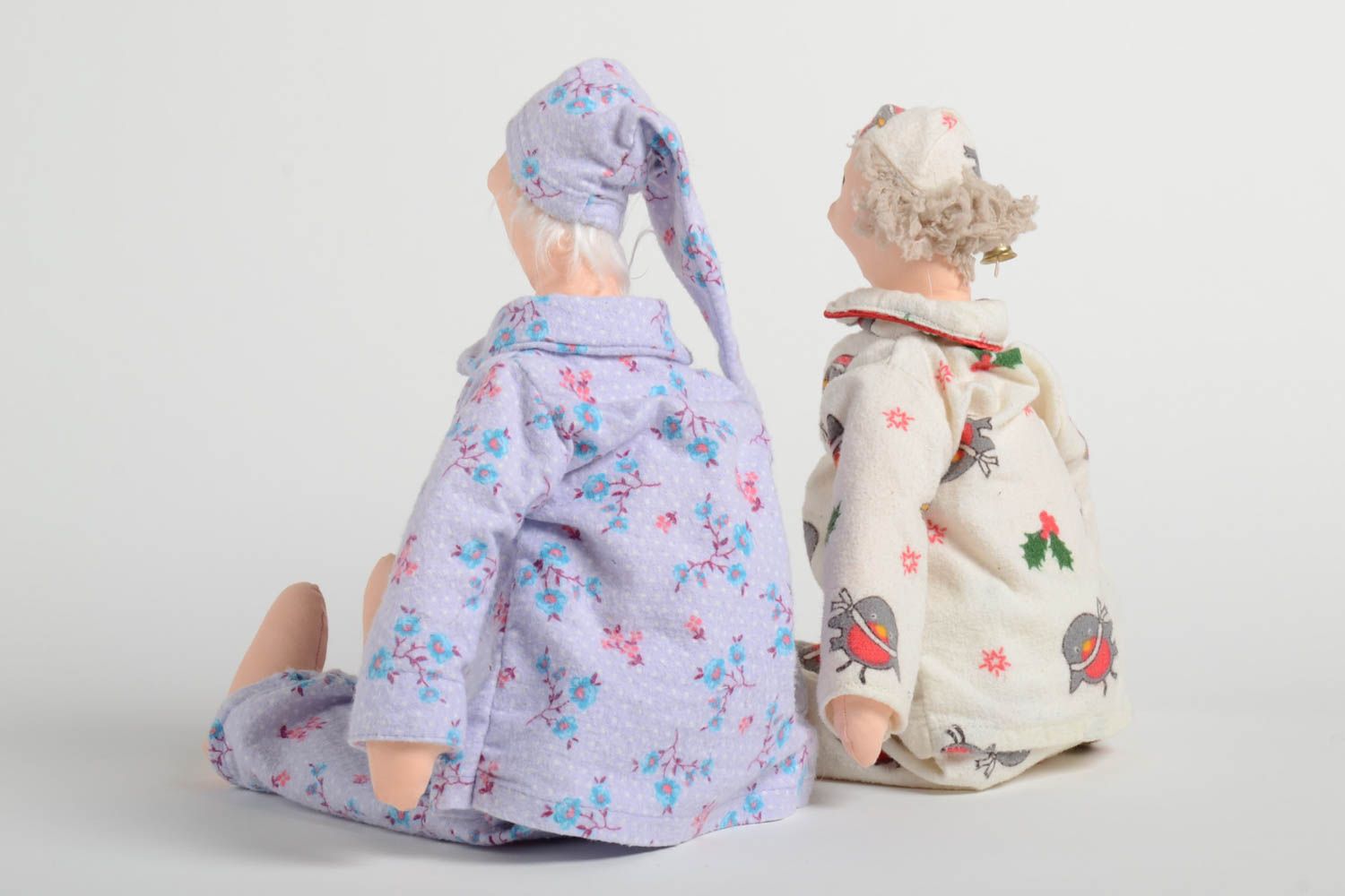 Set of 2 handmade fabric soft toys collectible rag dolls interior decorating photo 4