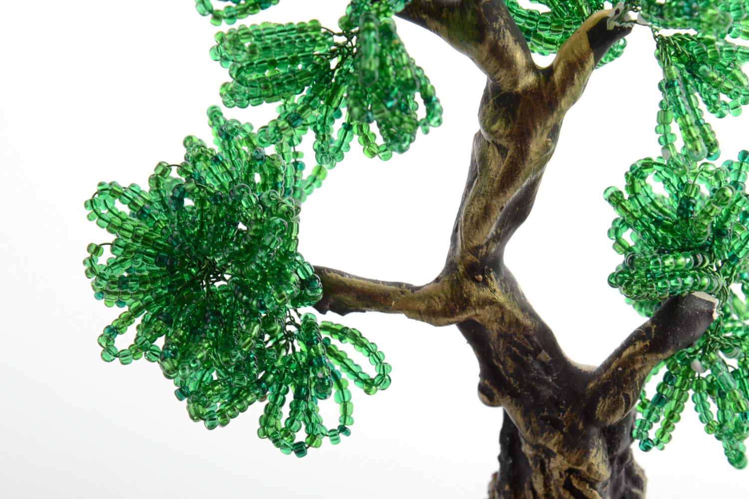 Árbol decorativo en soporte Bonsái topiario artesanal de cuentas hecho a mano  foto 4