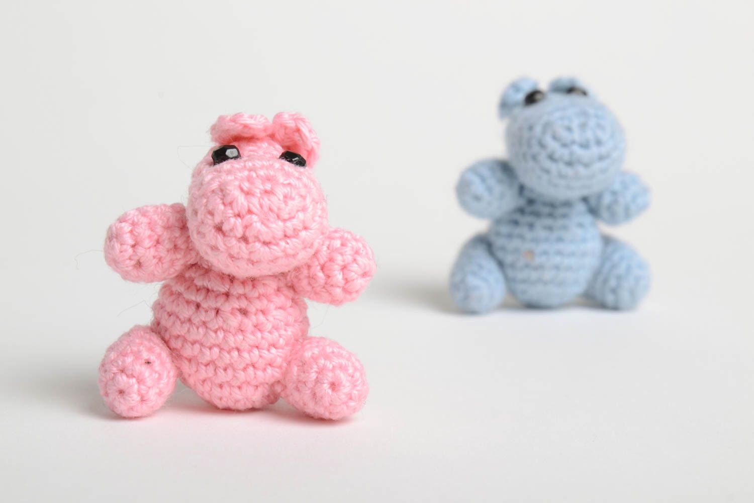 Stoff Tiere handmade kleine Kuscheltiere Stoff Spielzeuge Set 2 Stück rosa blau foto 3