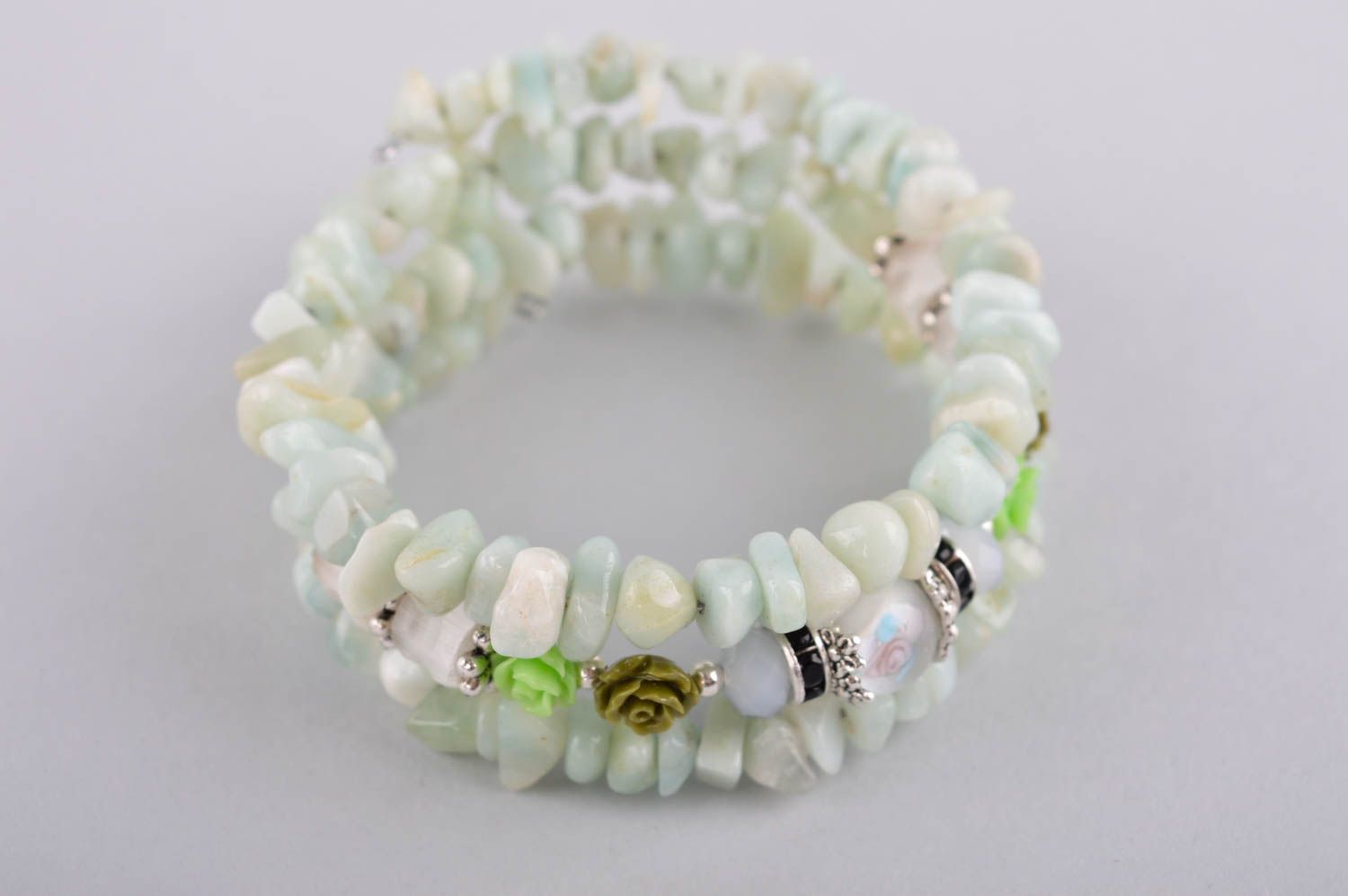 Handmade bracelet with natural stones stylish wrist bracelet elegant jewelry photo 2