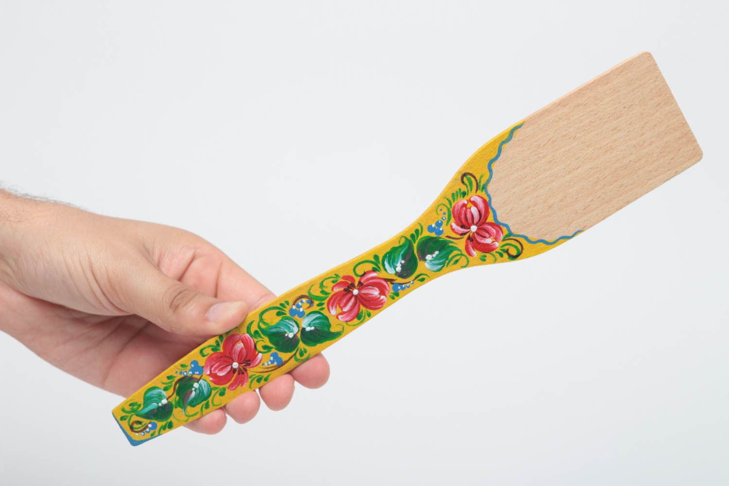 Деревянная лопатка для декора дома с Петриковской росписью ручной работы фото 5
