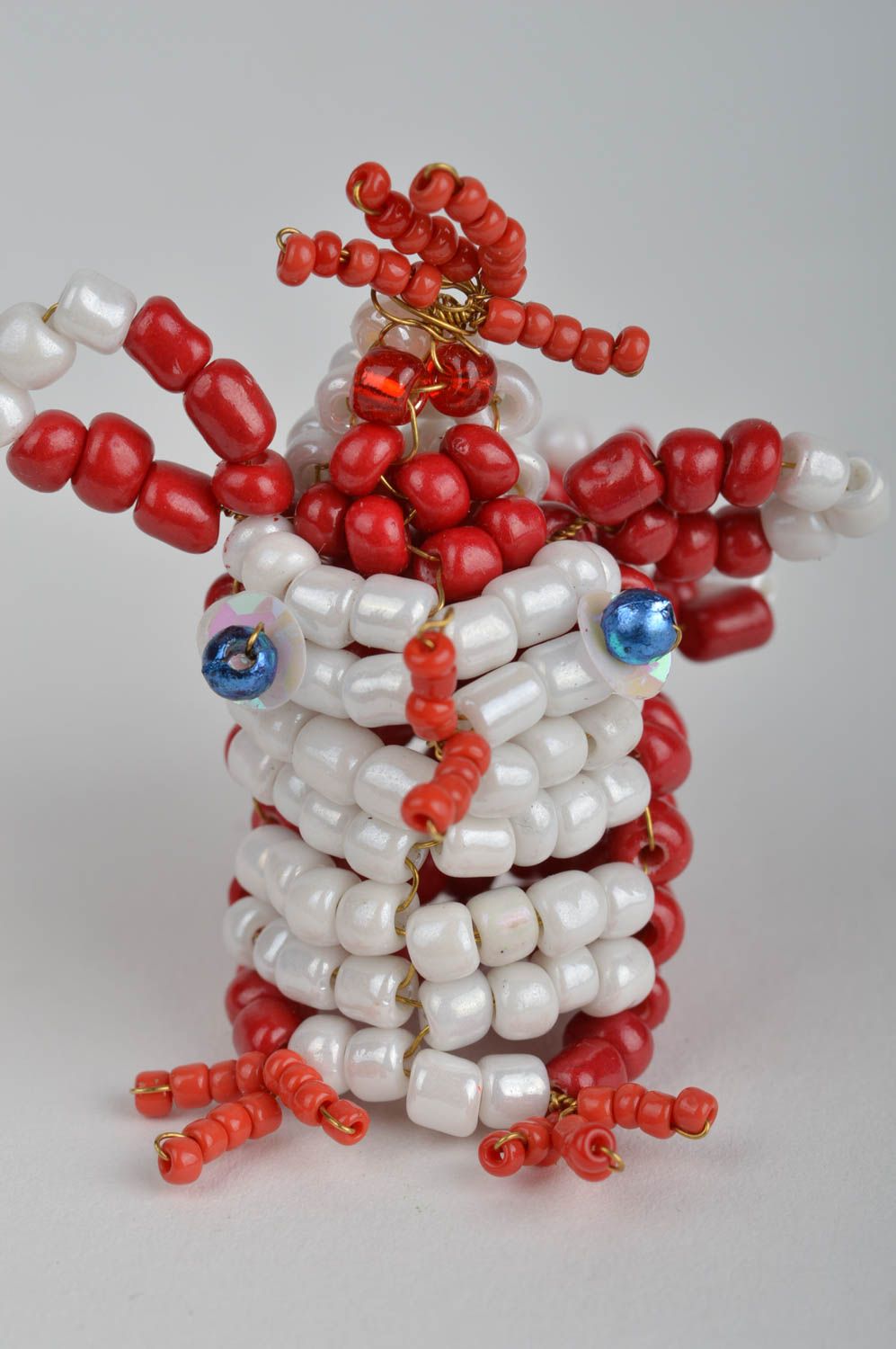 Handmade decorative red funny finger toy chicken made of the Chinese beads  photo 3