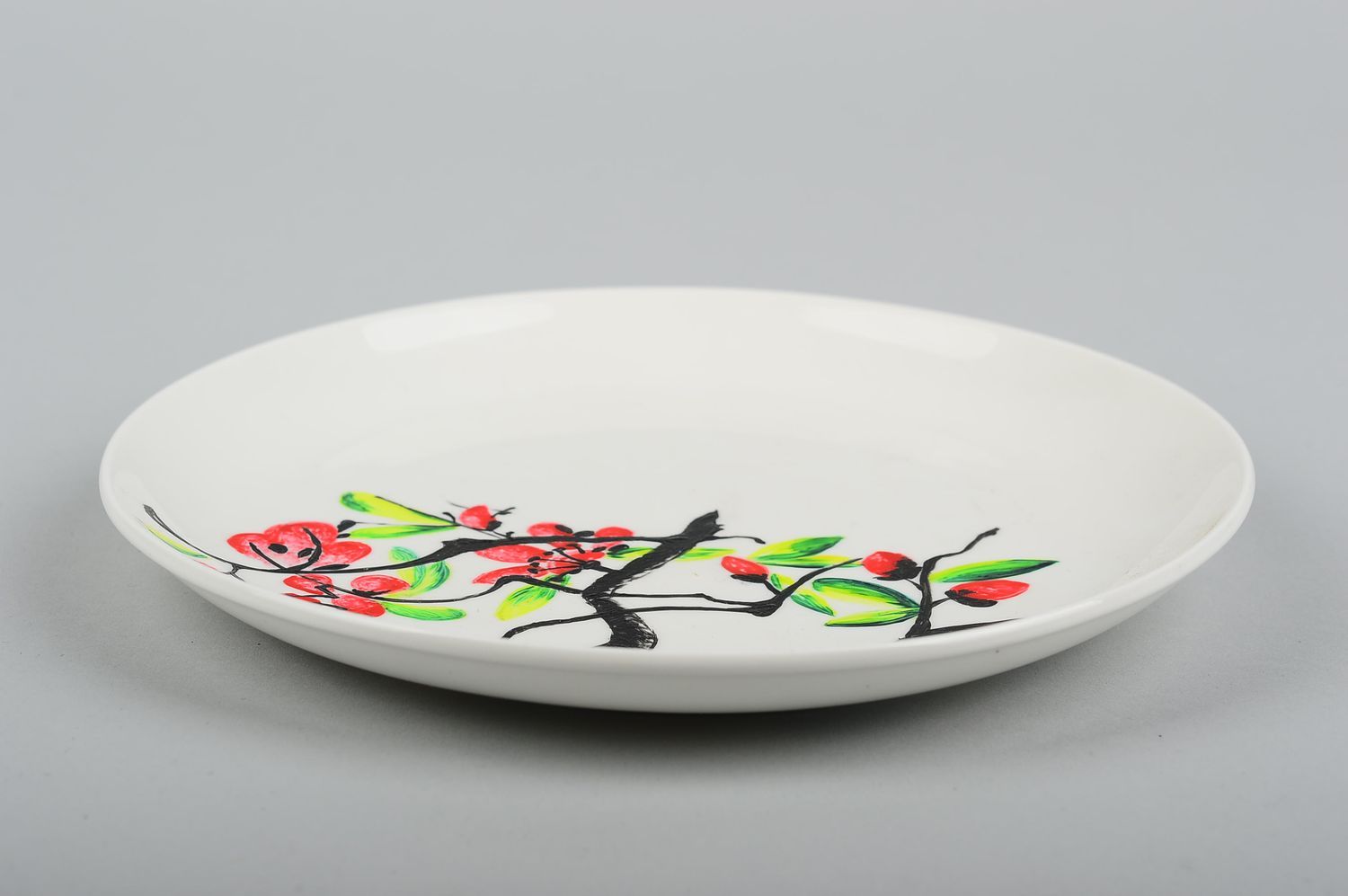 Assiette décorative Déco fait main avec branche de sakura peinte Vaisselle déco photo 3