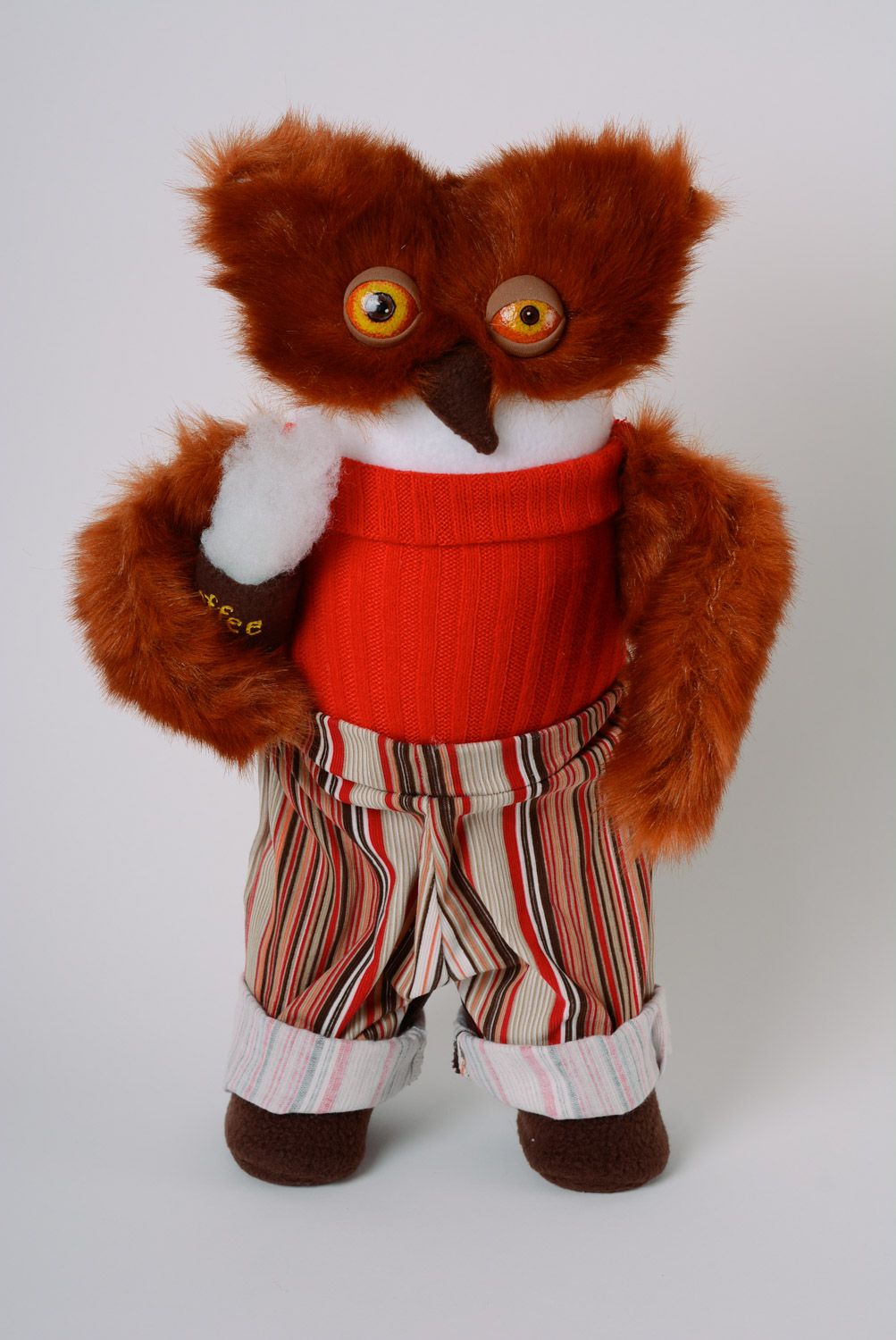 Unusual handmade artificial fur soft toy owl photo 1