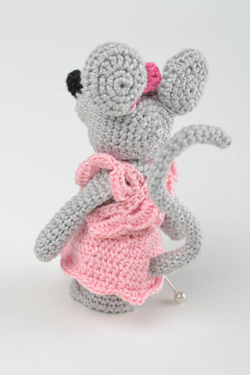 Marionnette doigt tricot Jouet fait main souris coton au crochet Cadeau enfant photo 5