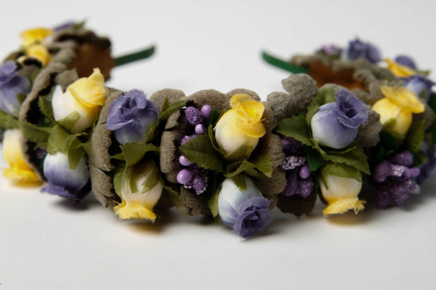Blumen Haarreif handmade Kopf Schmuck aus Leder Haarschmuck mit Blumen  foto 4