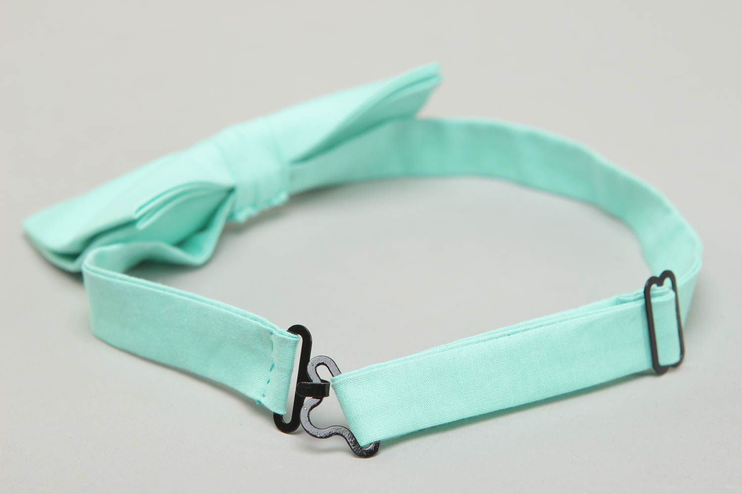Turquoise cotton fabric bow tie photo 3