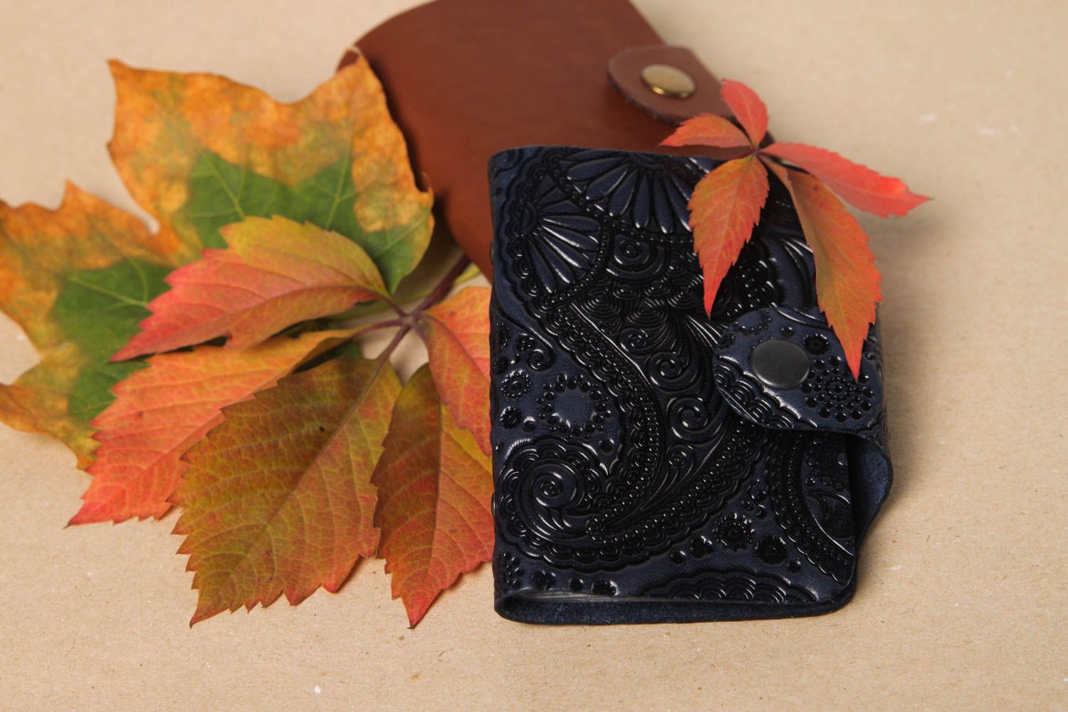 Unusual handmade business card holder leather card holder best gift ideas photo 1
