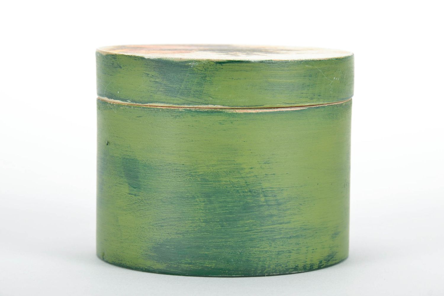 Wooden handmade jar 8 oz in green color with floral pattern 0,3 lb photo 2