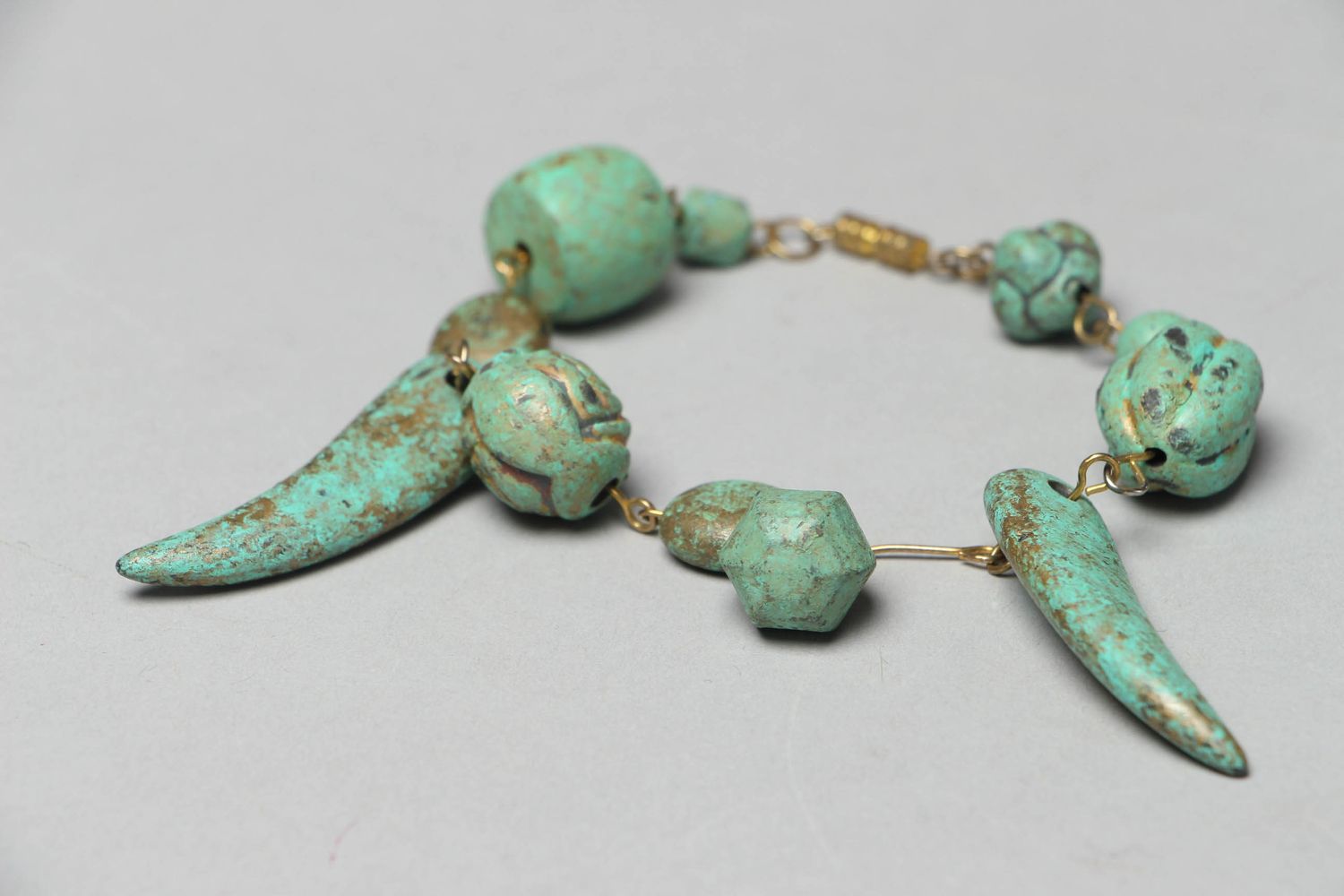 Turquoise polymer clay bracelet photo 1