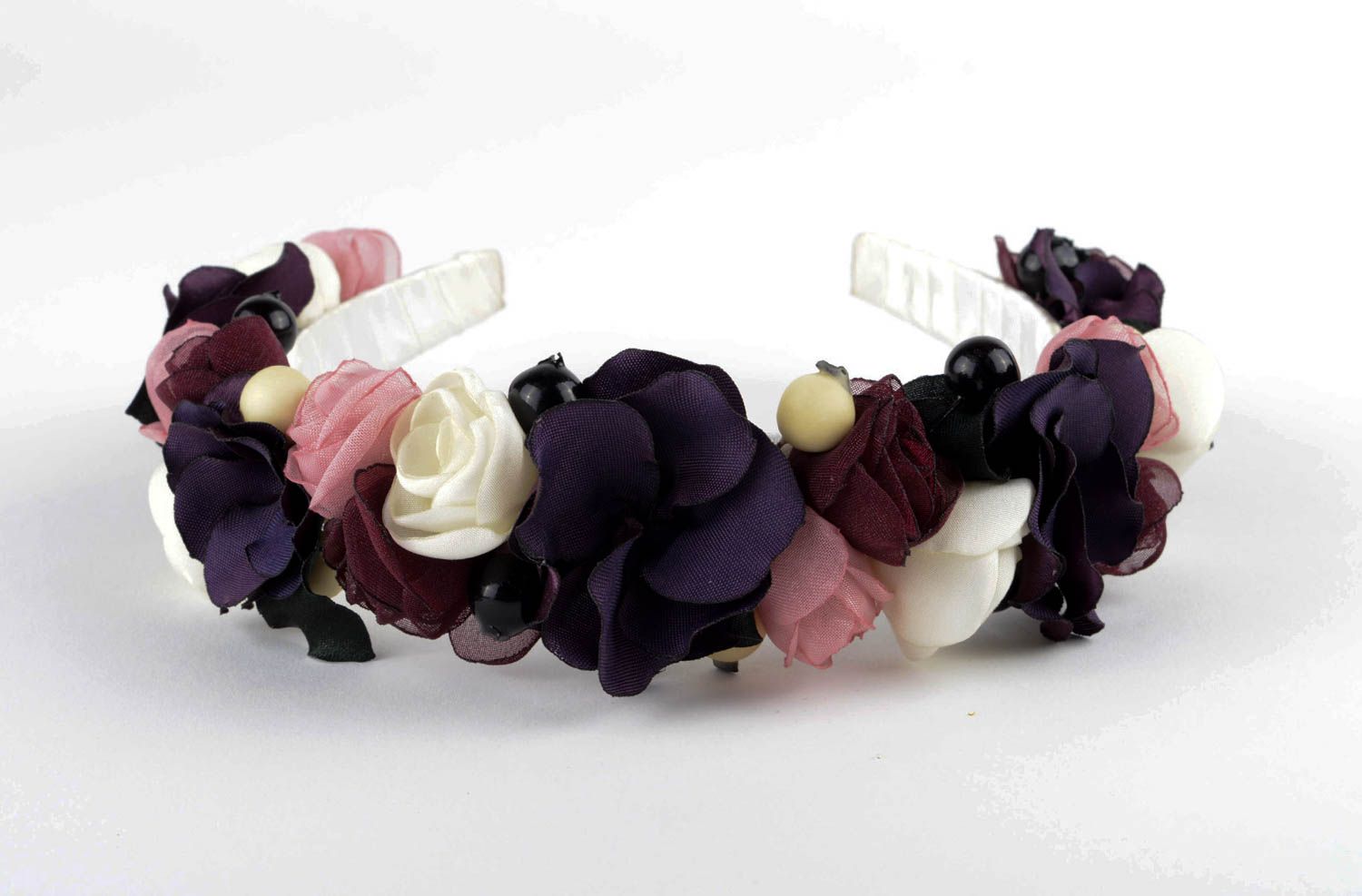 Diadema artesanal con rosas oscuras accesorio para el cabello regalo original foto 3