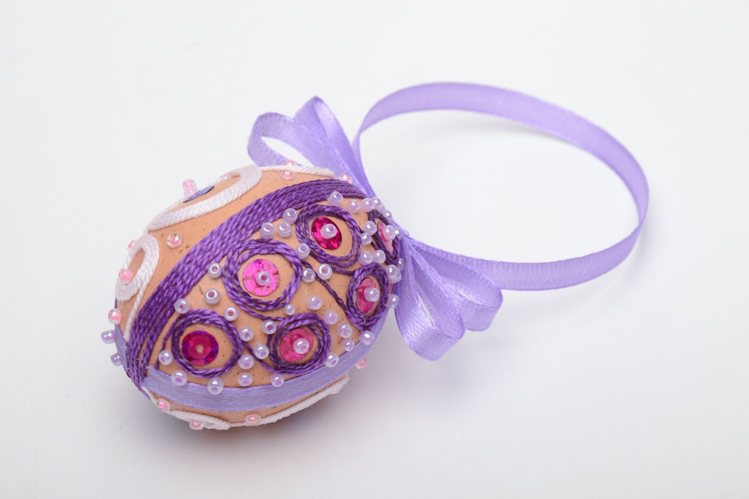 Пасхальное декоративное яйцо на ленте подвеска фото 4