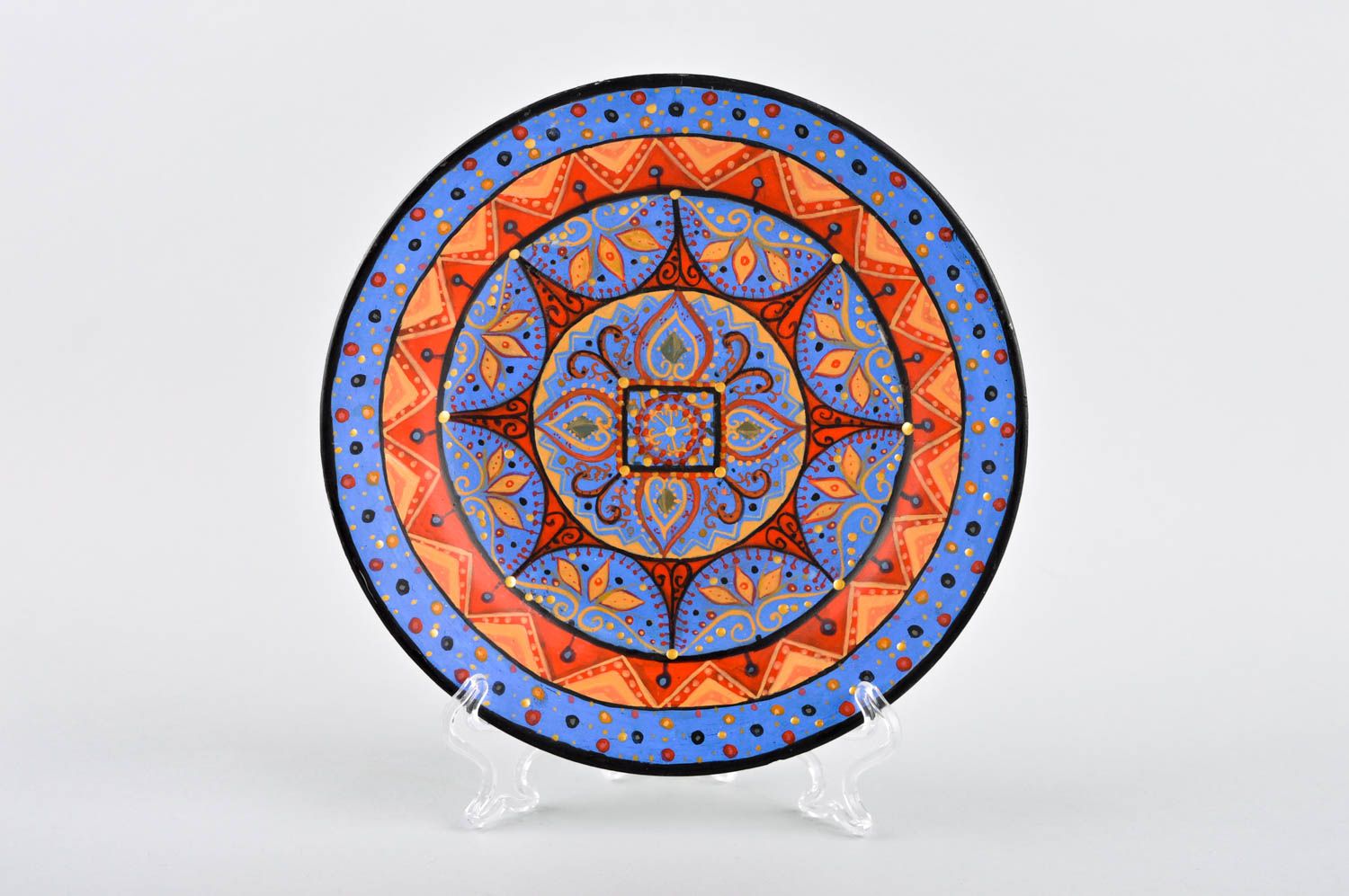Декоративная тарелка ручной работы тарелка с рисунком декор для стола сувенир фото 2