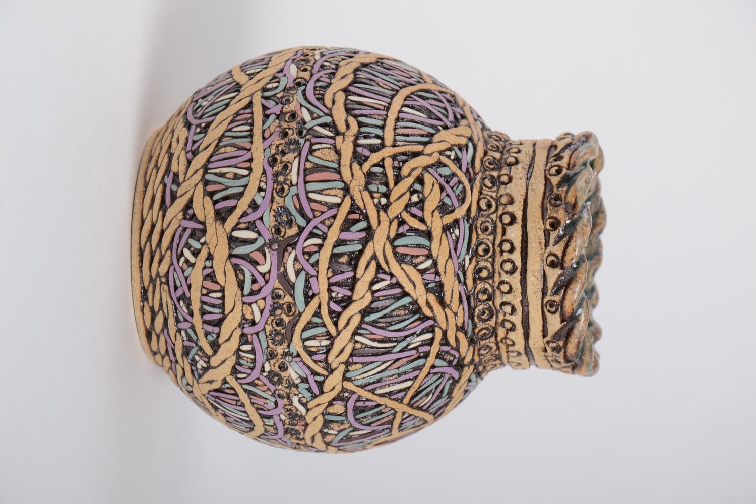 Small 4 inches ball shape ceramic handmade woolen yarn style 0,78 lb photo 5