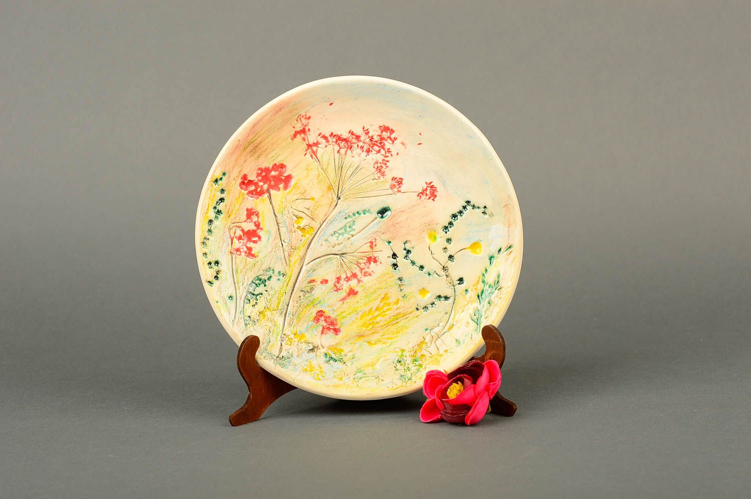 Beautiful handmade ceramic plate painted clay plate stylish tableware ideas photo 1