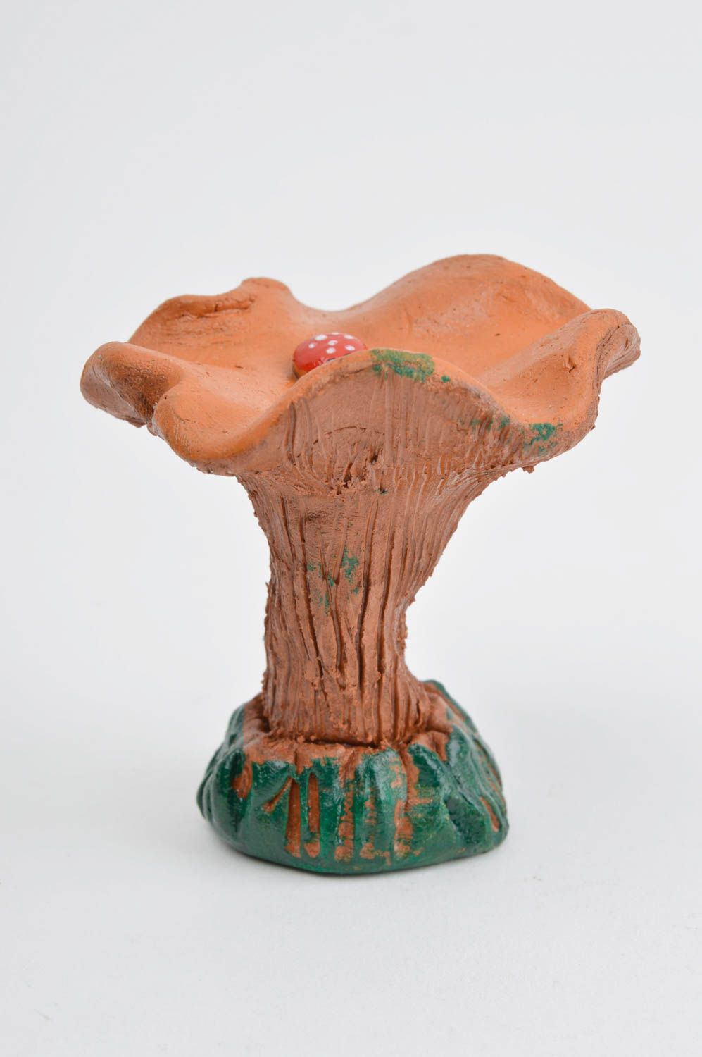 Фигурка из глины ручной работы статуэтка из глины гриб авторская статуэтка фото 3