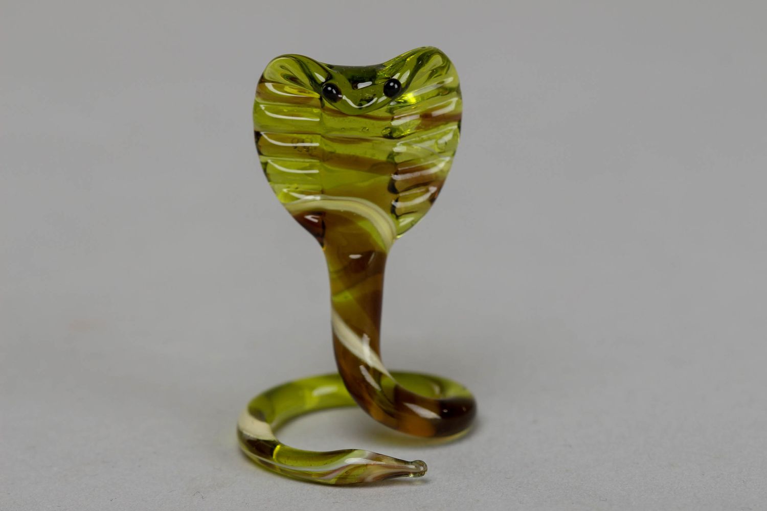 Lampwork Figure aus Glas Grüne Hutschlange foto 1
