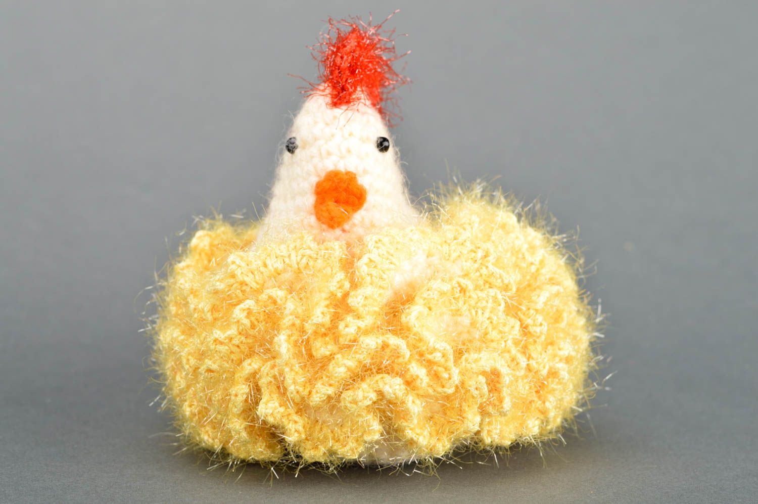 Peluche poule tricotée au crochet Jouet fait main Décoration d'intérieur photo 4