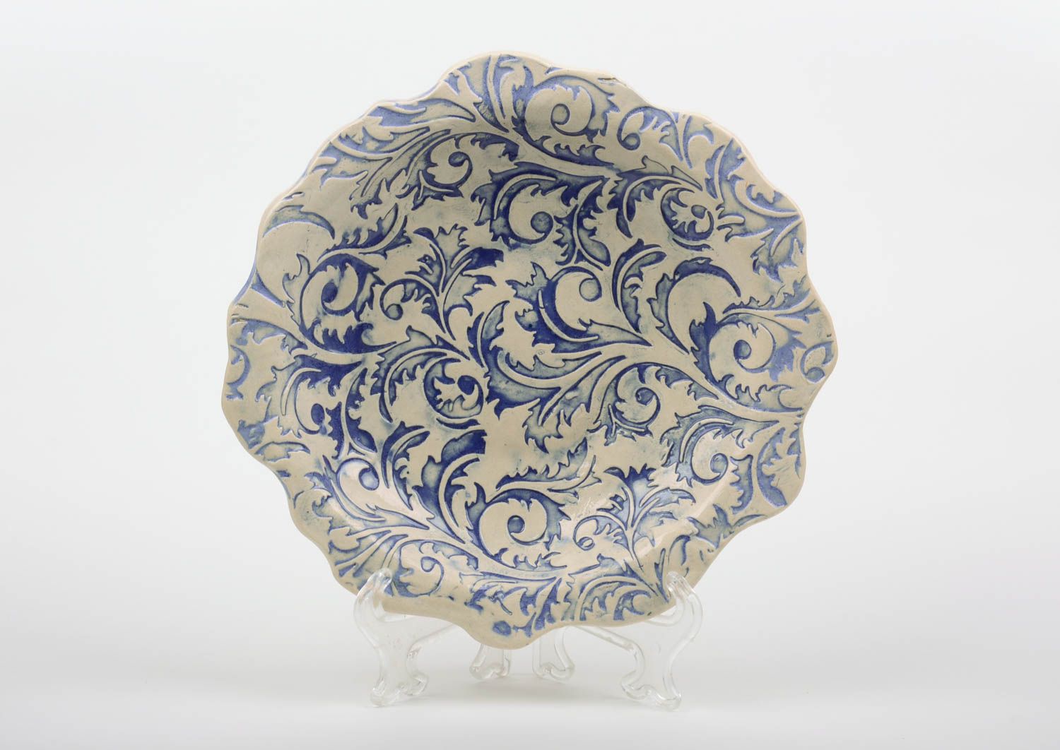 Beautiful painted handmade ceramic plate clay plate decorative tableware photo 1