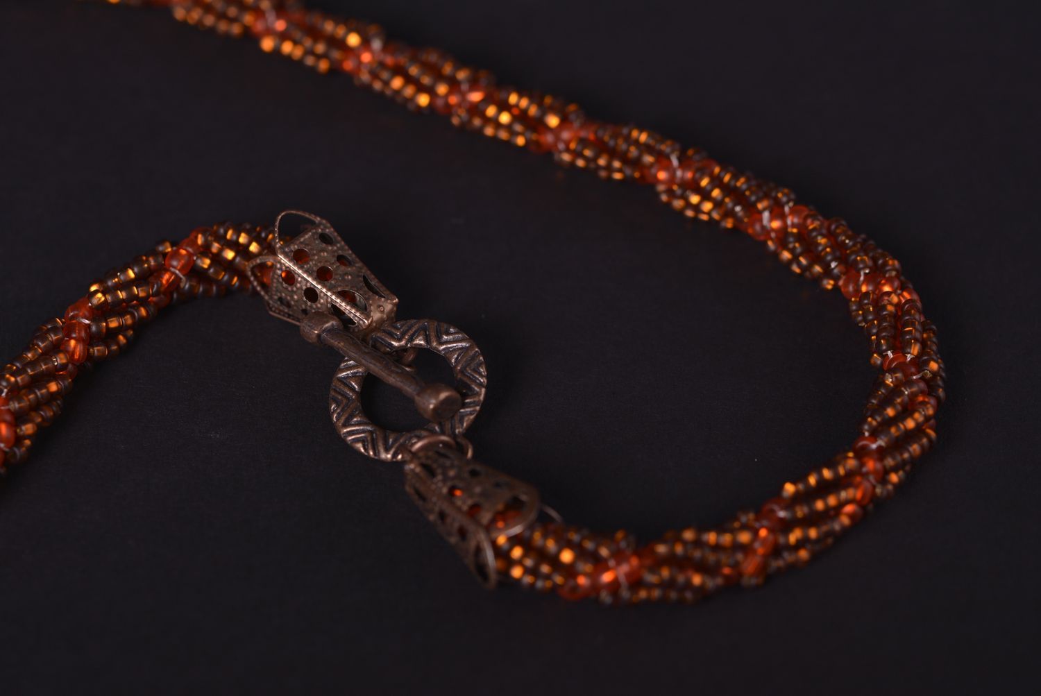 Ожерелье из бисера и агата украшение ручной работы колье из бисера женское фото 5