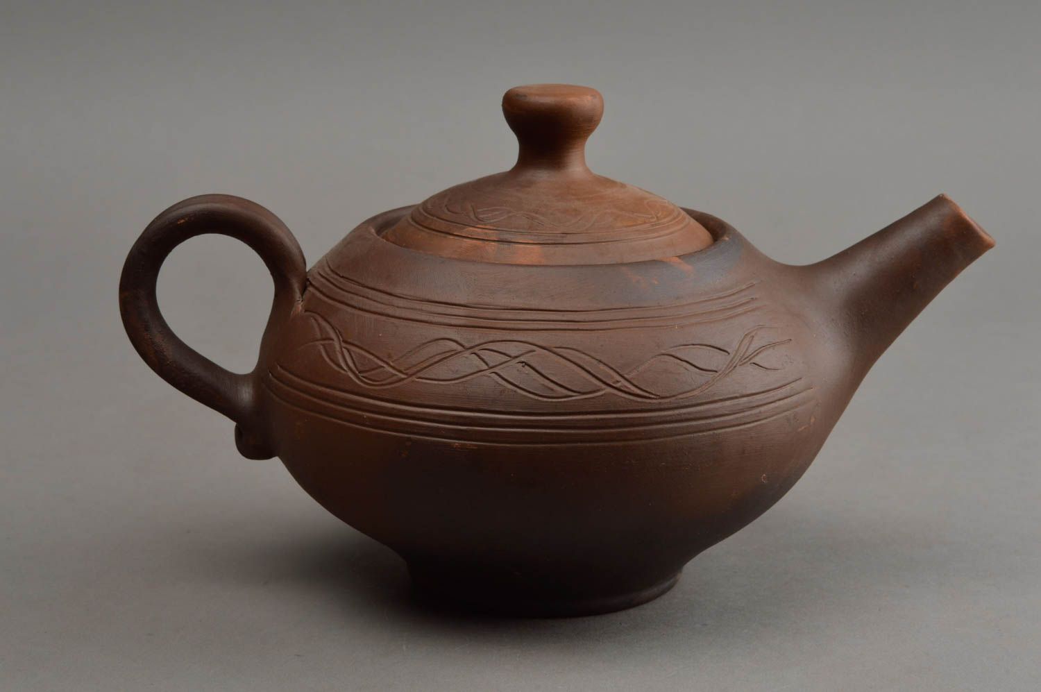 Оригинальный заварочный чайник из глины с крышкой ручной работы для кухни фото 2