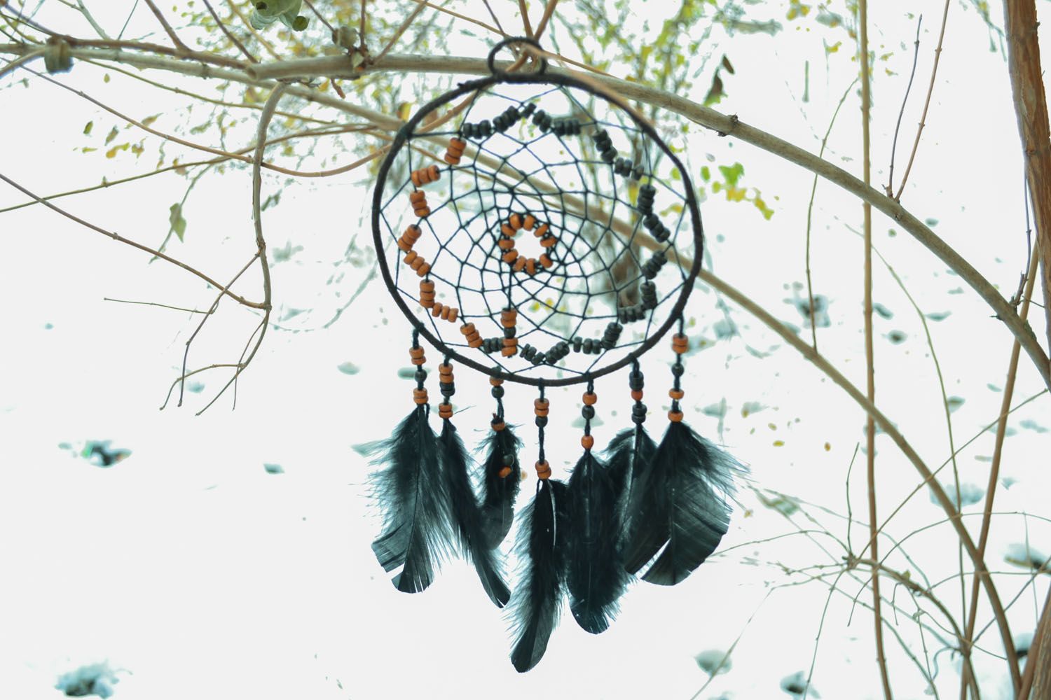 Dreamcatcher with black feathers photo 5