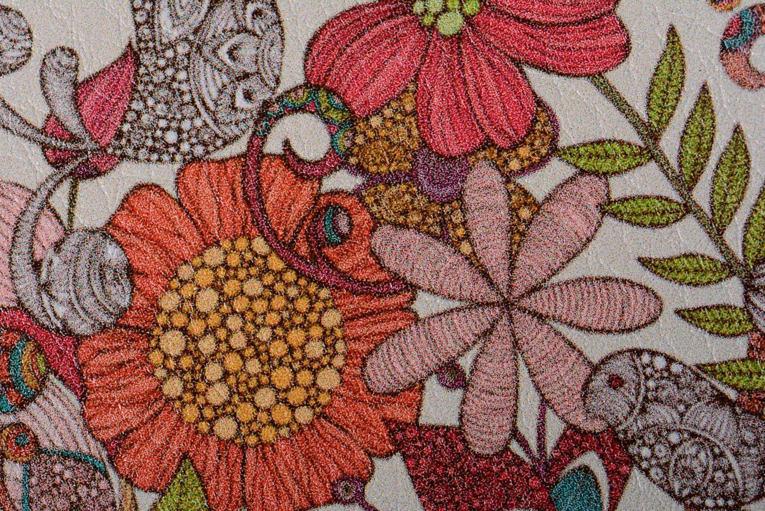 Leder Passhülle mit Muster Blumen foto 3