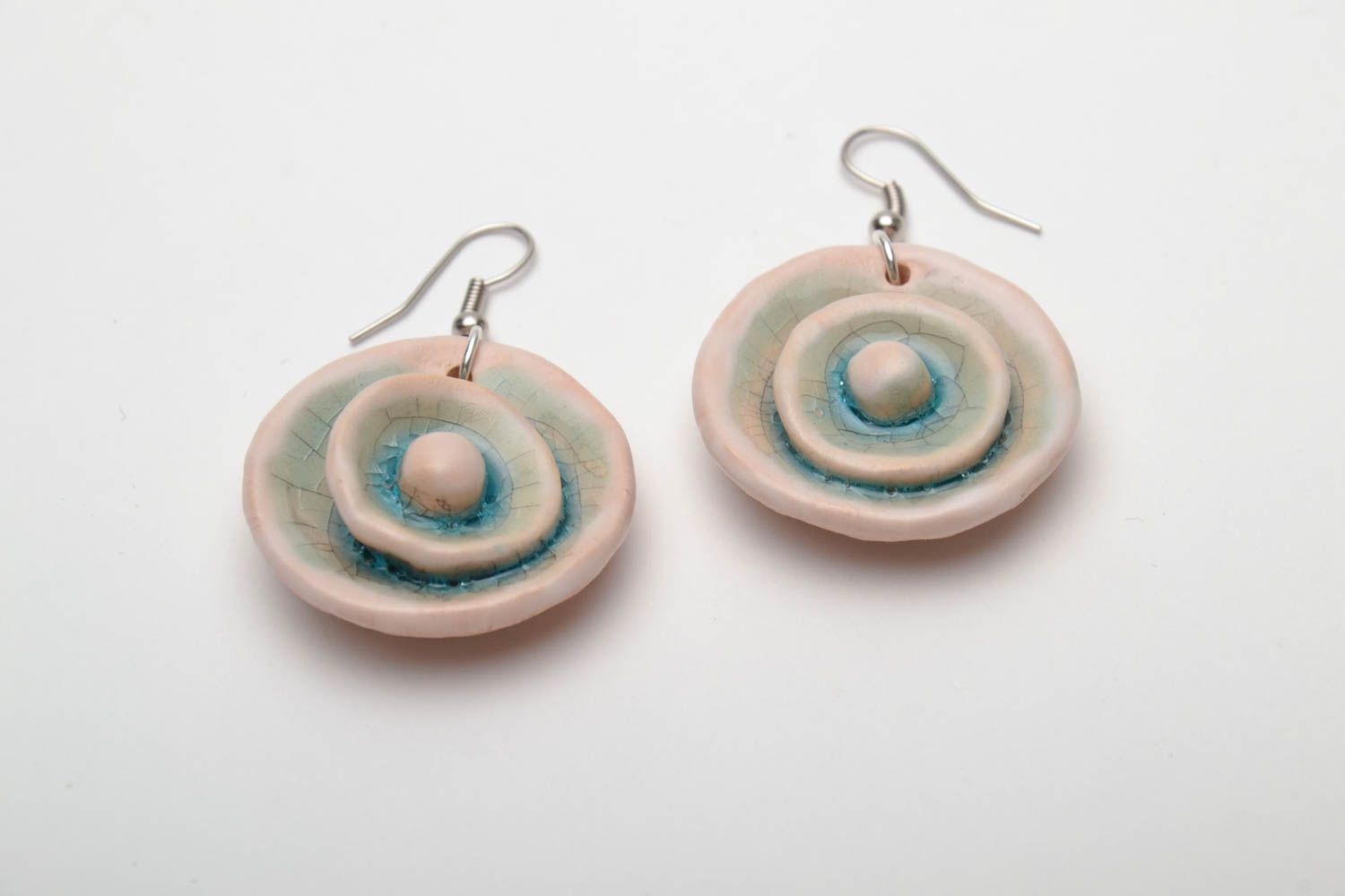 Handmade ceramic earrings with painting photo 2