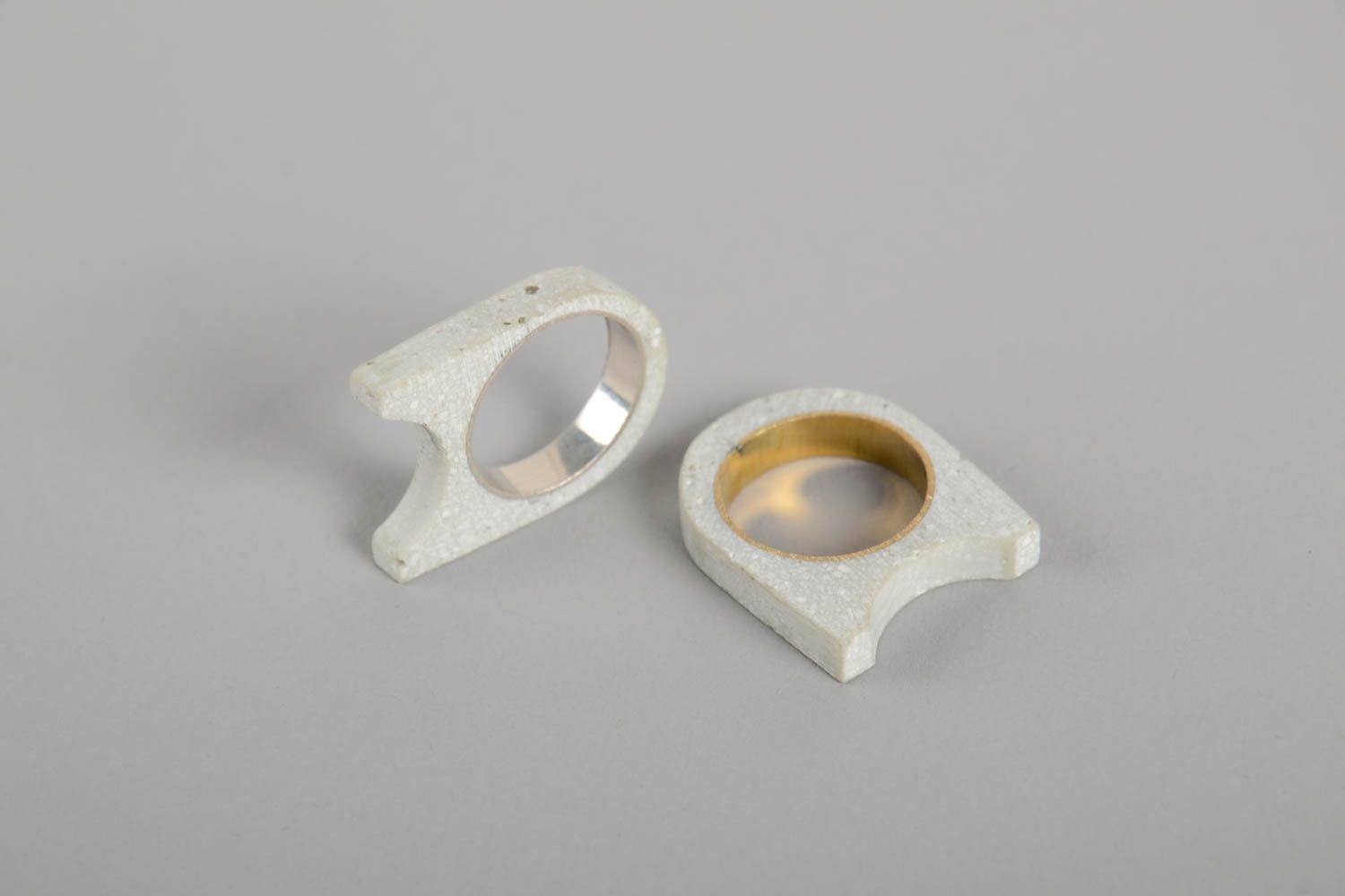 Handmade originelle Damen Ringe aus Beton Designer Schmuck Accessoires für Frau foto 4