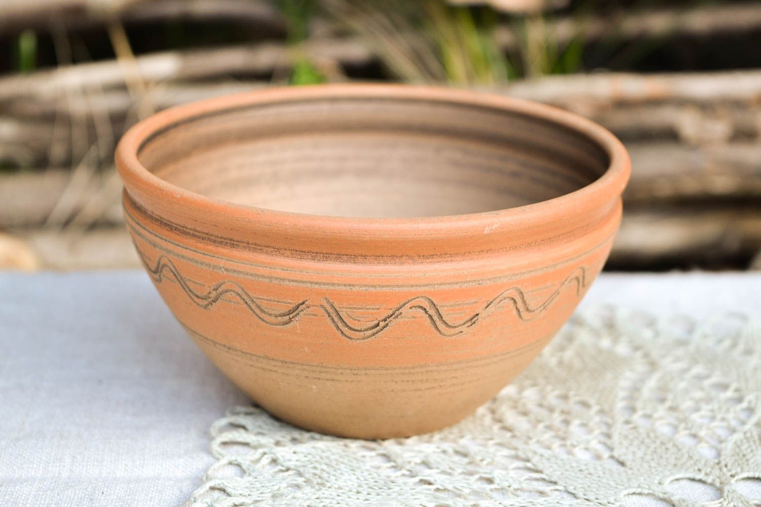 Unusual handmade ceramic bowl clay salad bowl  home ceramics small gifts photo 1