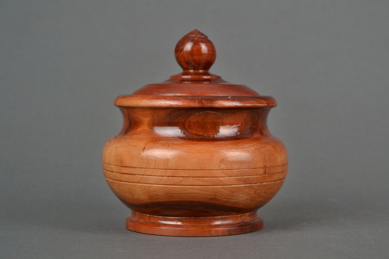 Wooden handmade sugar pot with a lid in cherry color 1,25 lb photo 5