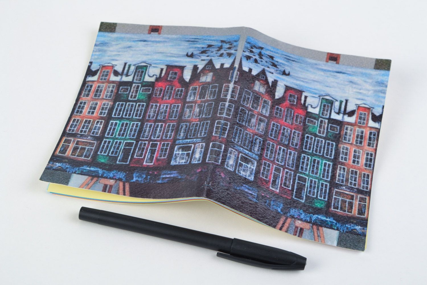 Carnet de notes original avec couverture en carton aquarelle fait main Amsterdam photo 4