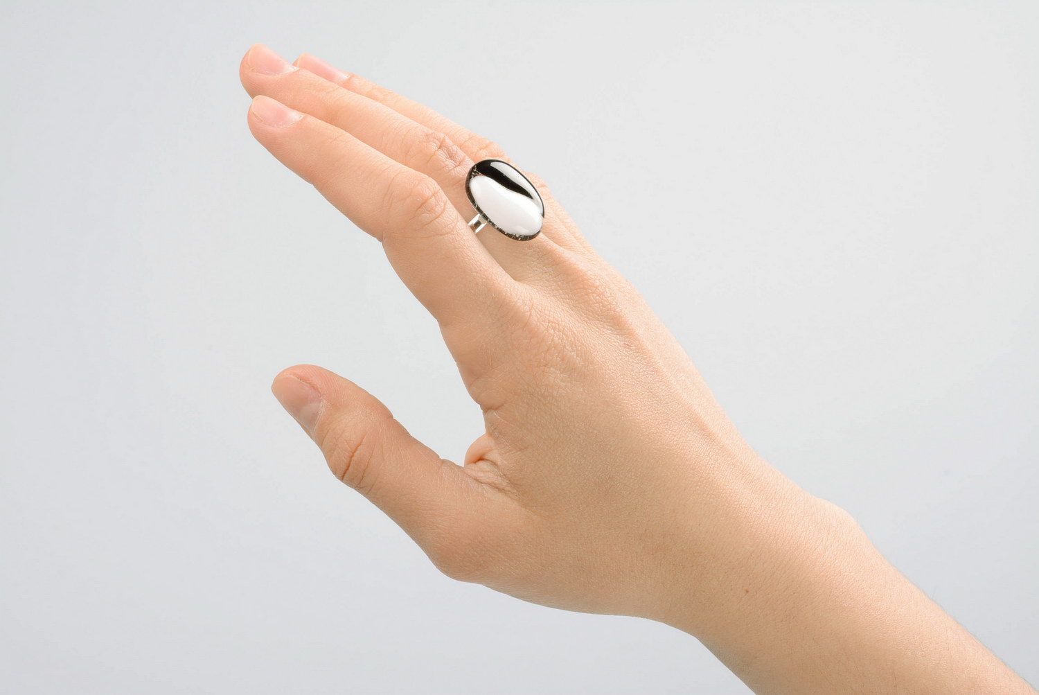Ring made of fusing glass Yin Yang photo 3