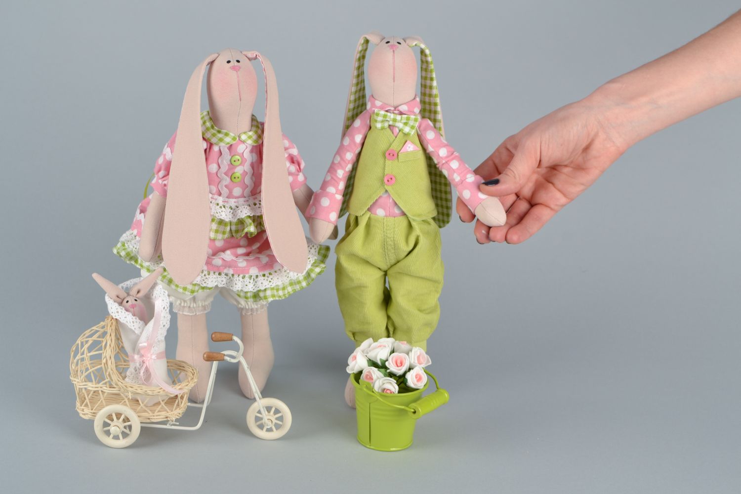 Handmade Stofftiere Hasenfamilie  foto 2