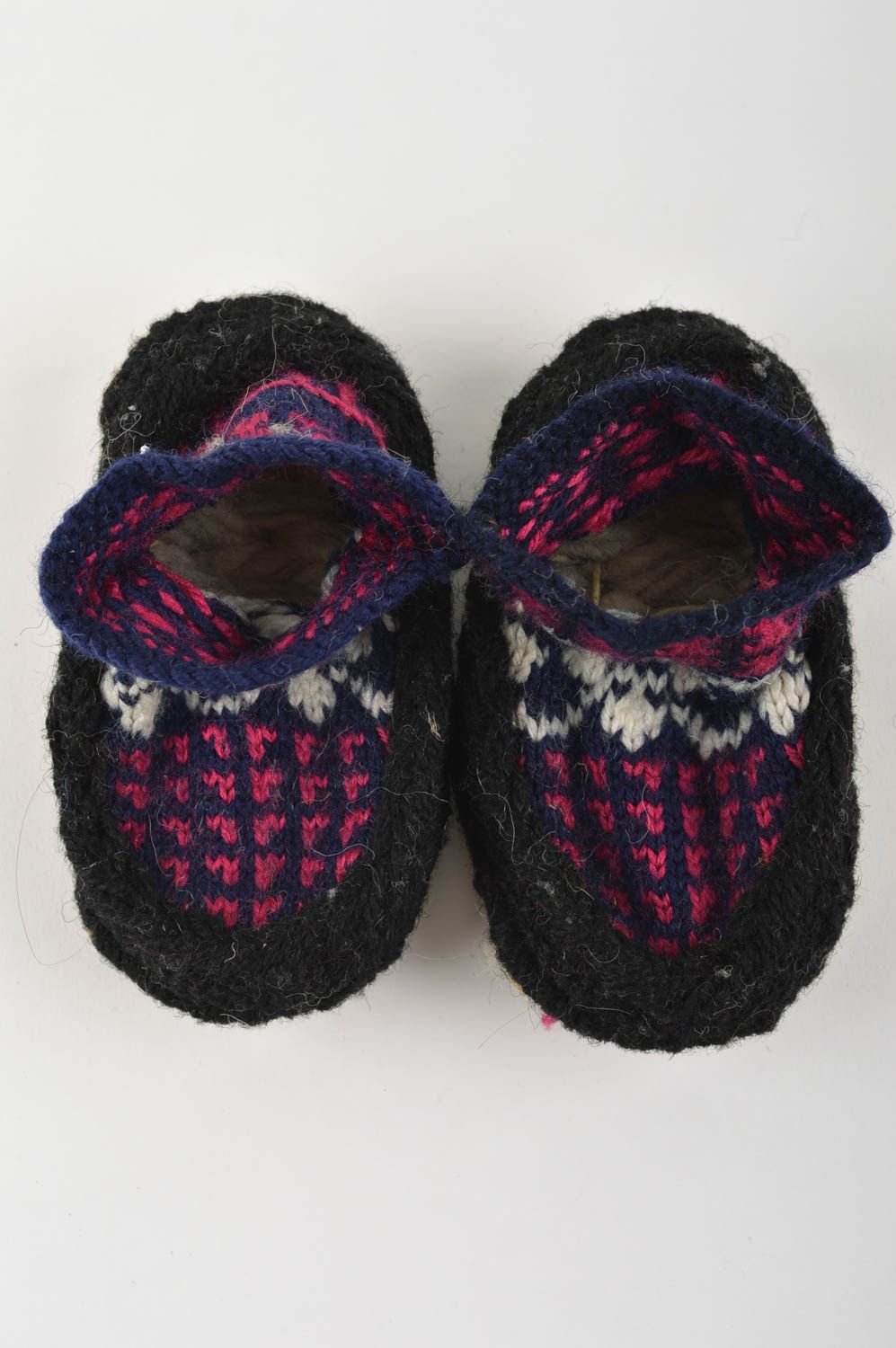 Handmade Haus Schuhe warme Kinderhausschuhe Kinder Pantoffeln aus Wolle grell foto 2