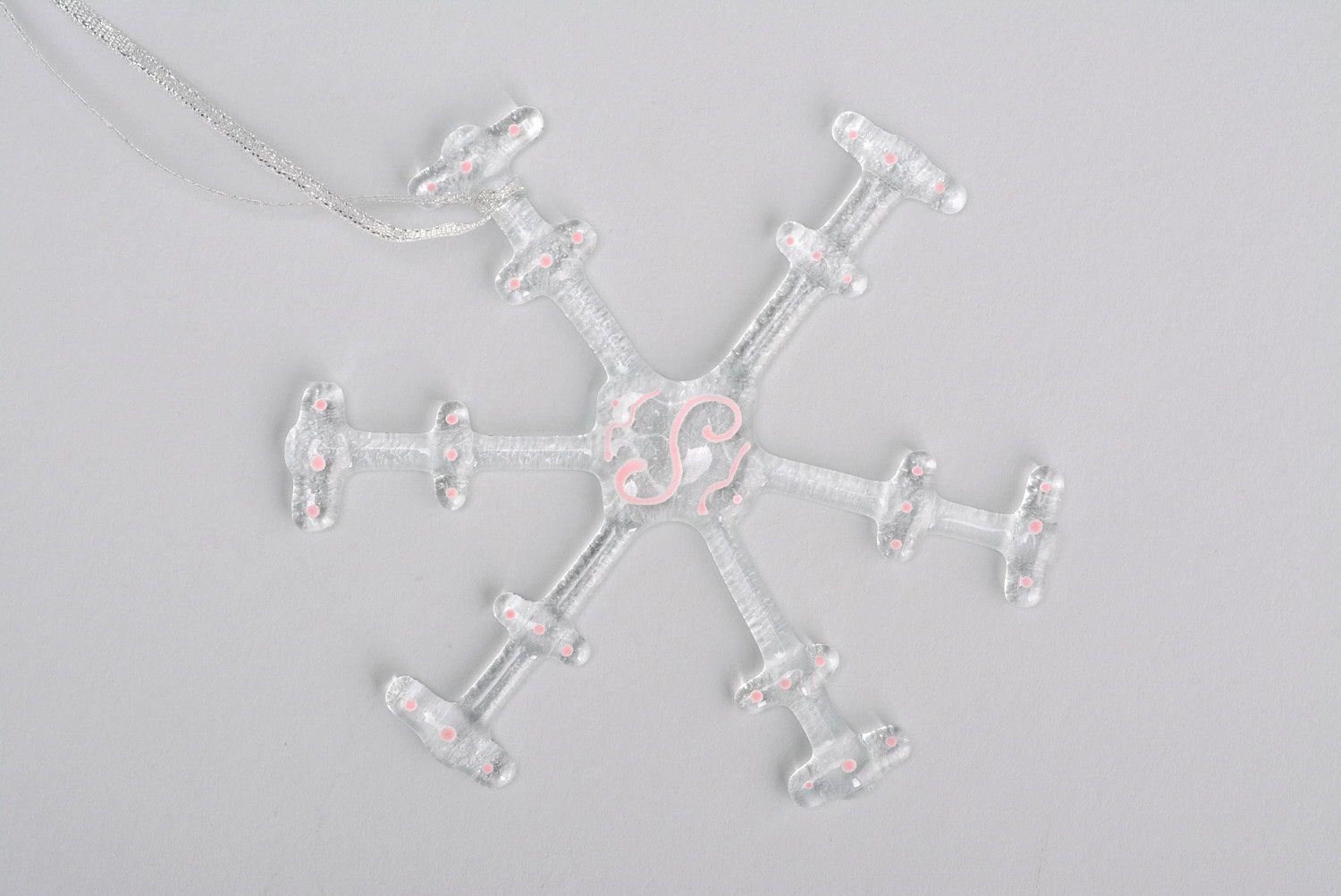 New Year's decoration Snowflake glass fusing photo 3