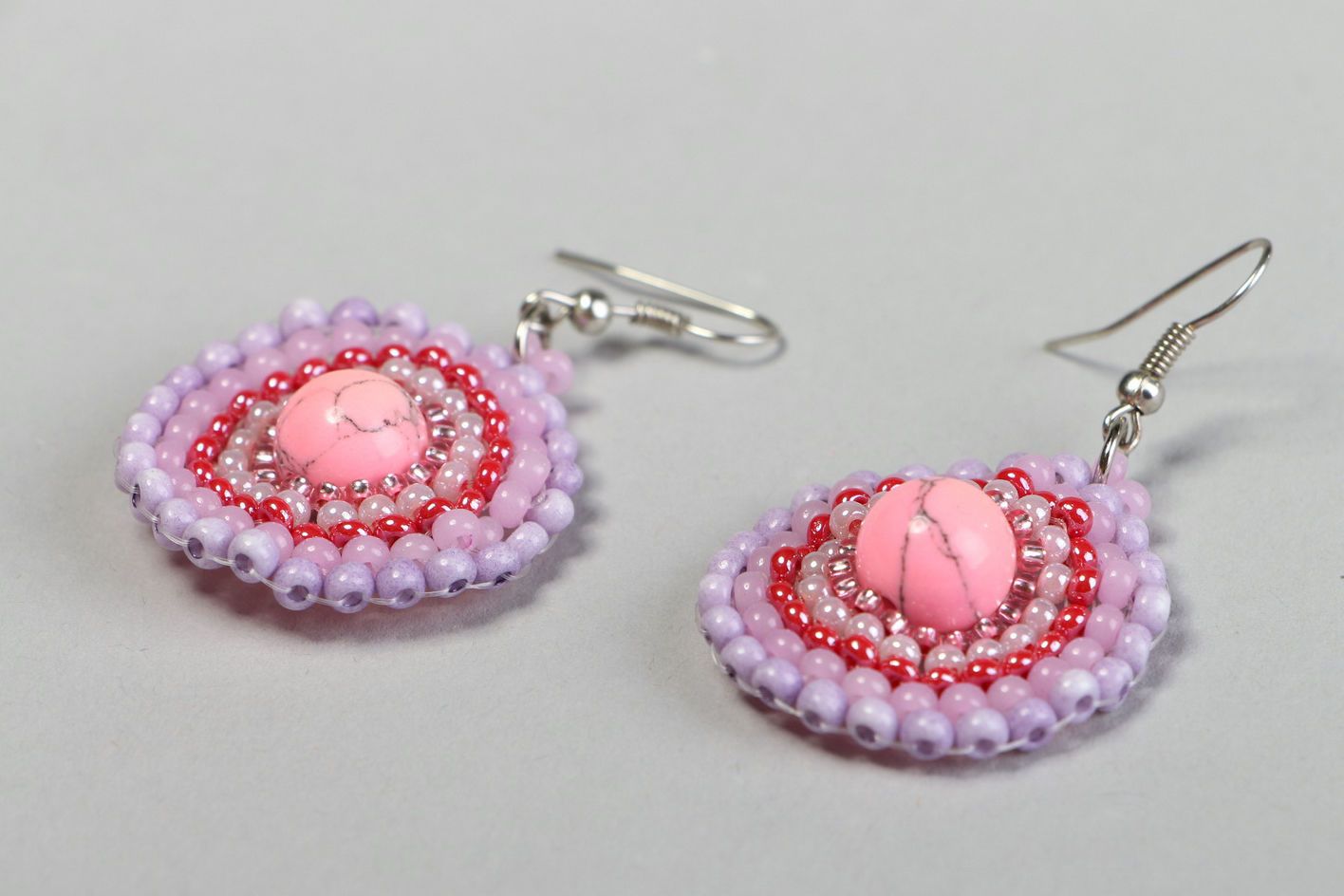 Earrings with beads and corals photo 1