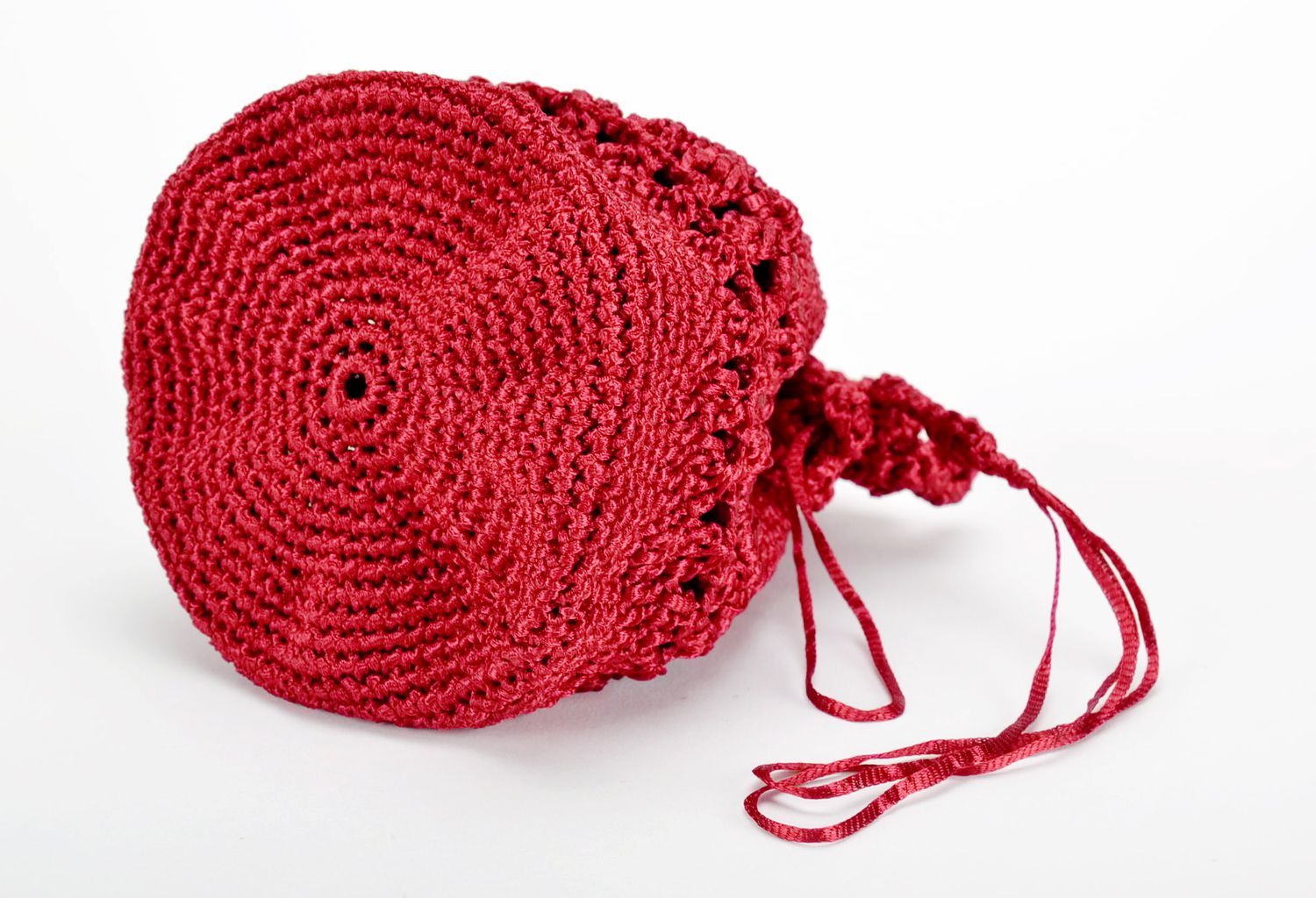 Красная вязанная коктейльная сумочка  фото 4