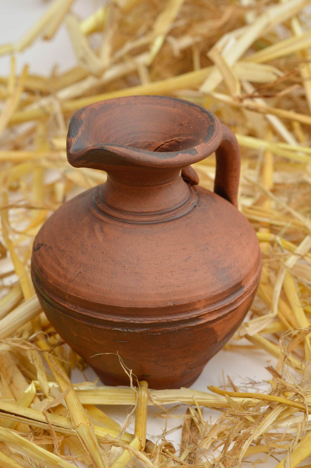 Handgefertigt Keramik Krug ausgefallener Dekoartikel Küchen Deko braun foto 1