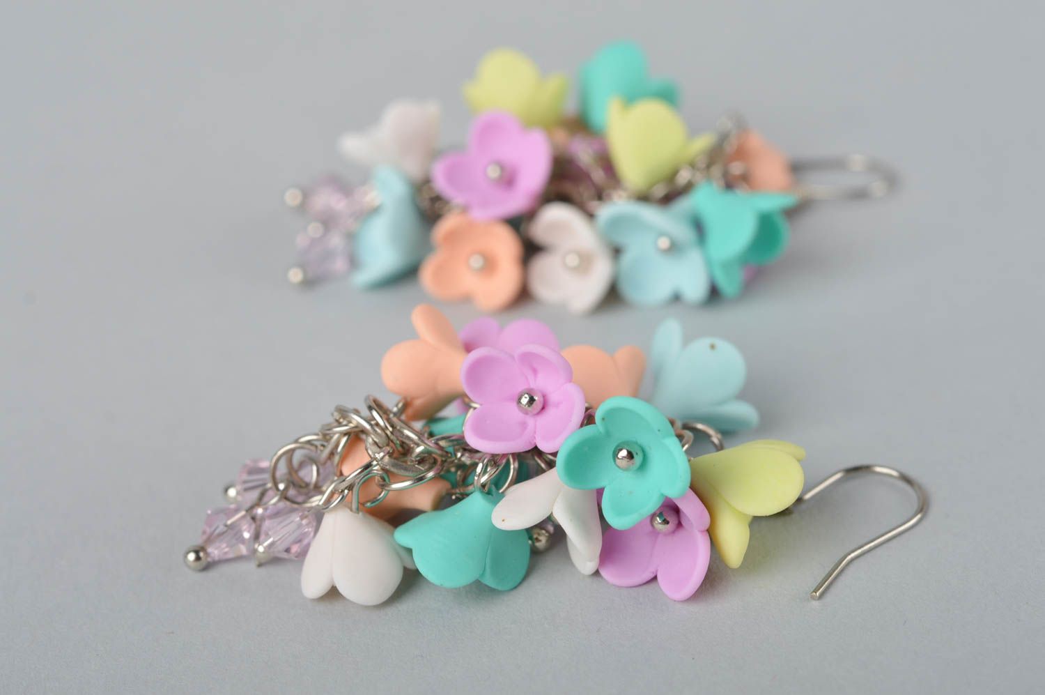 Handmade beautiful earrings stylish polymer clay jewelry flower earrings photo 5