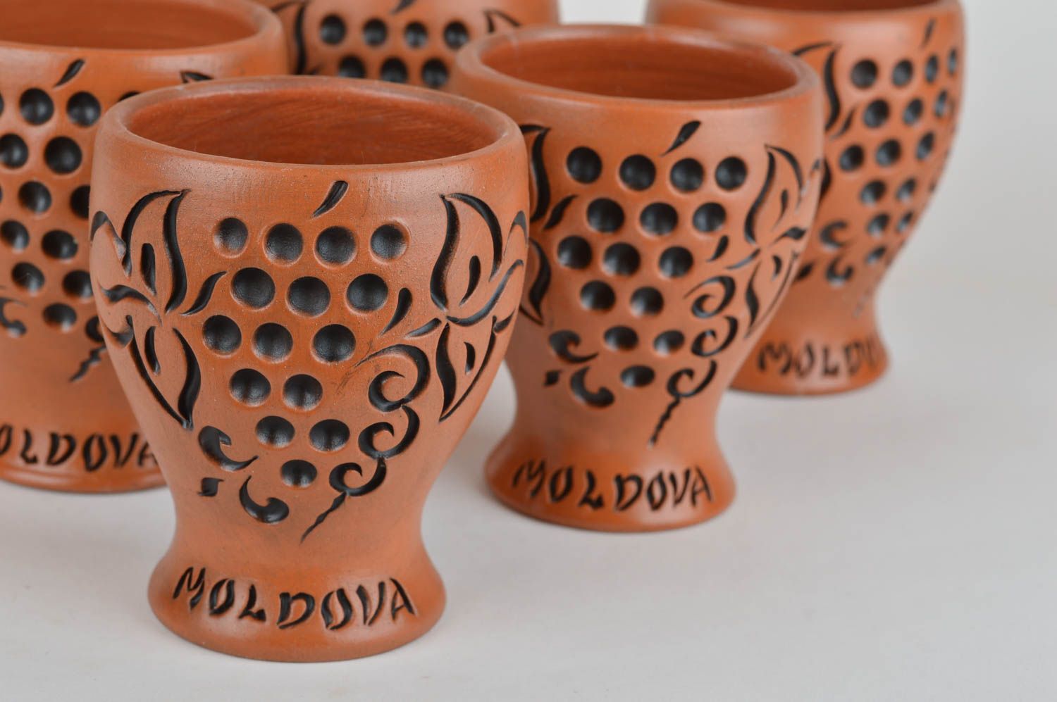 Keramik Trinkbecher Set aus Ton 6 Stück in Braun 100 ml künstlerisch handmade foto 4