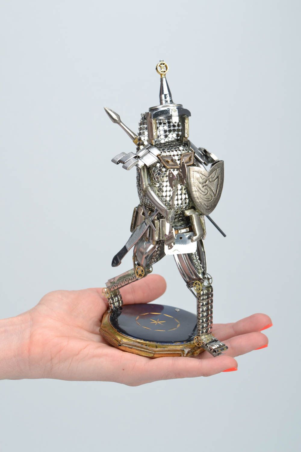 Handmade miniature metal steampunk figurine of middle size Japanese Samurai photo 2